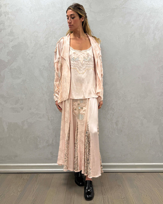 Embroidered satin set