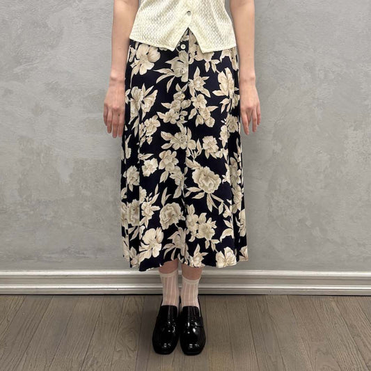 90s Floral Midi Skirt