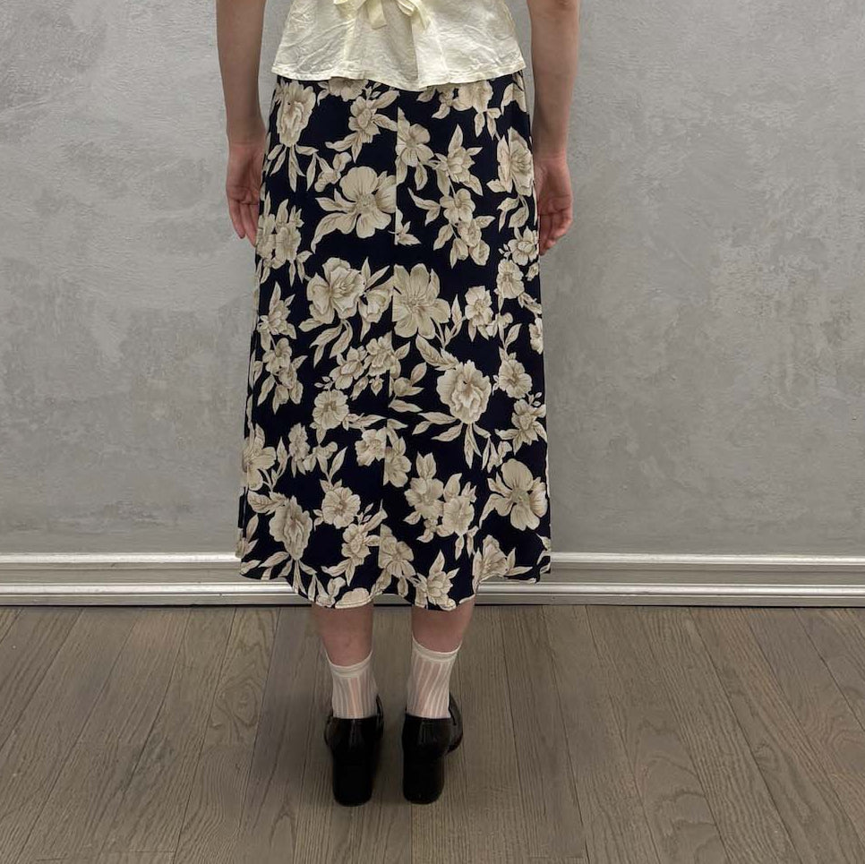 90s Floral Midi Skirt