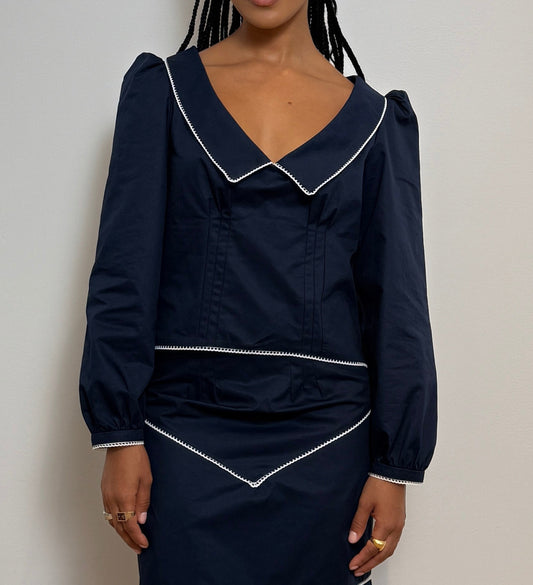 Gavrielle Top in Navy Blue