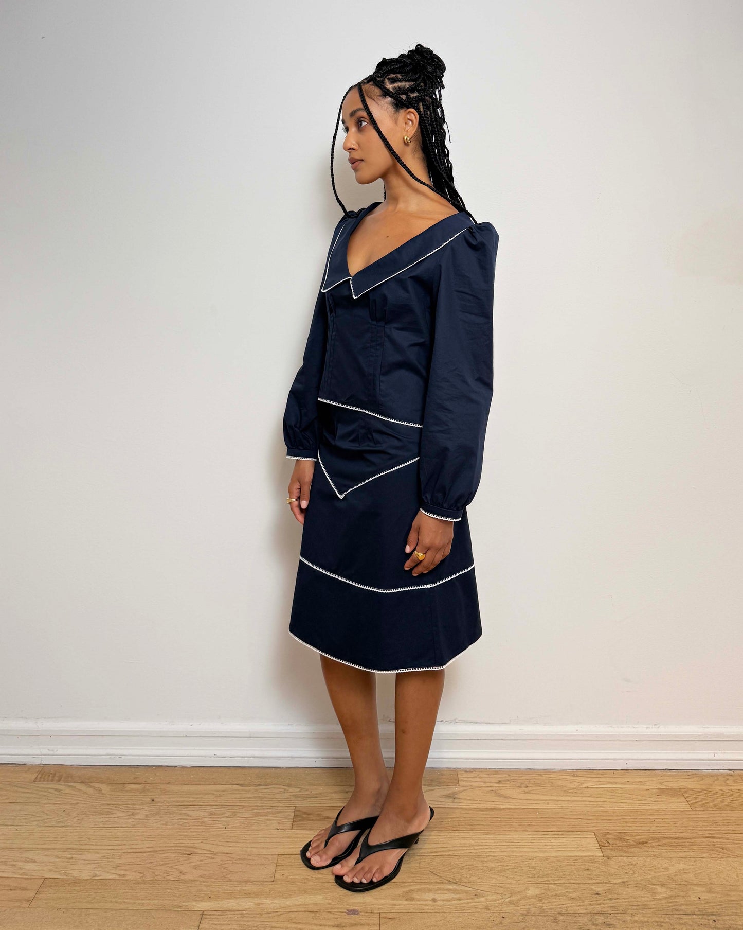 Gavrielle Top in Navy Blue