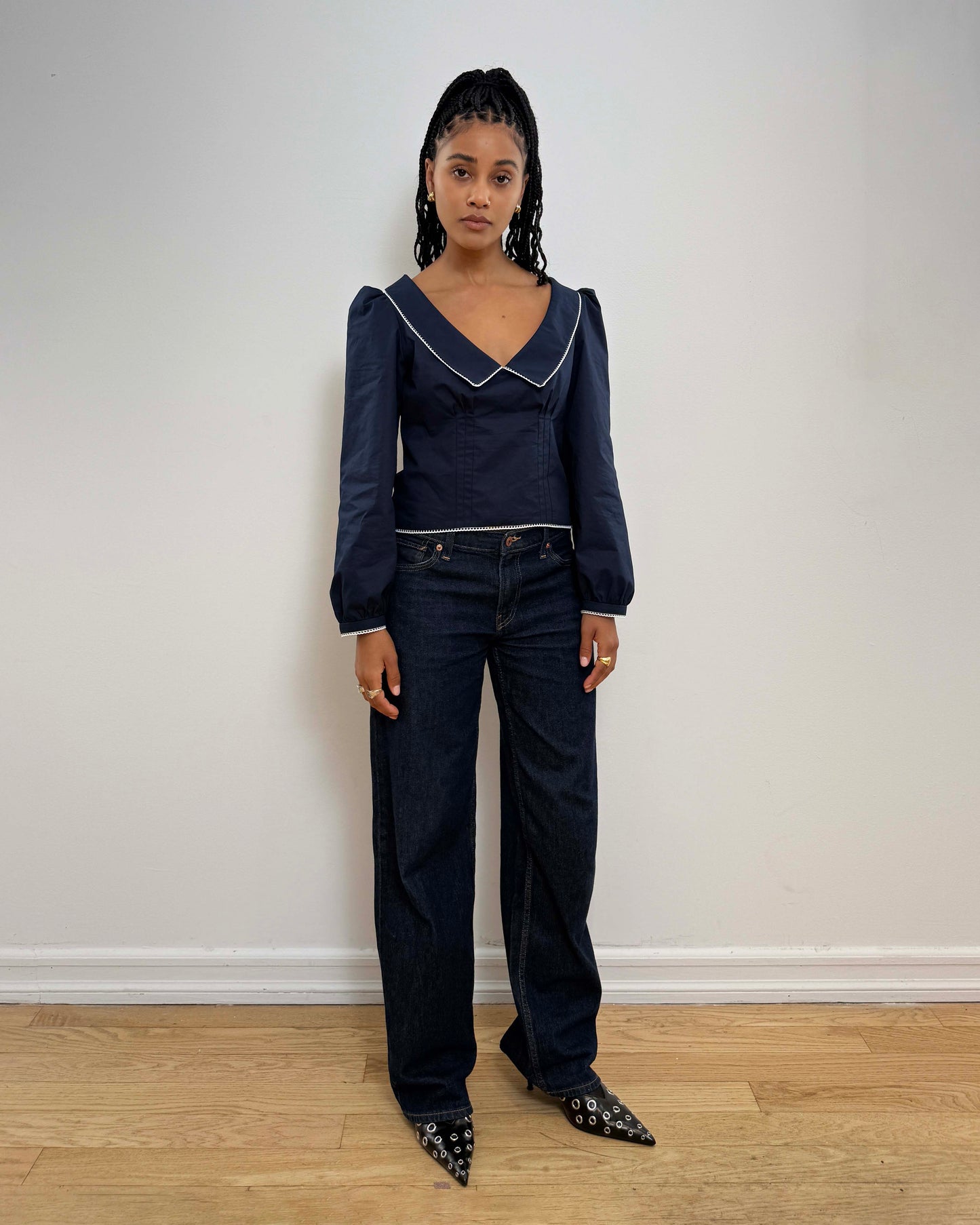 Gavrielle Top in Navy Blue